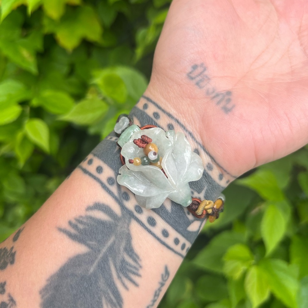 Jade Flower Carved Bracelet